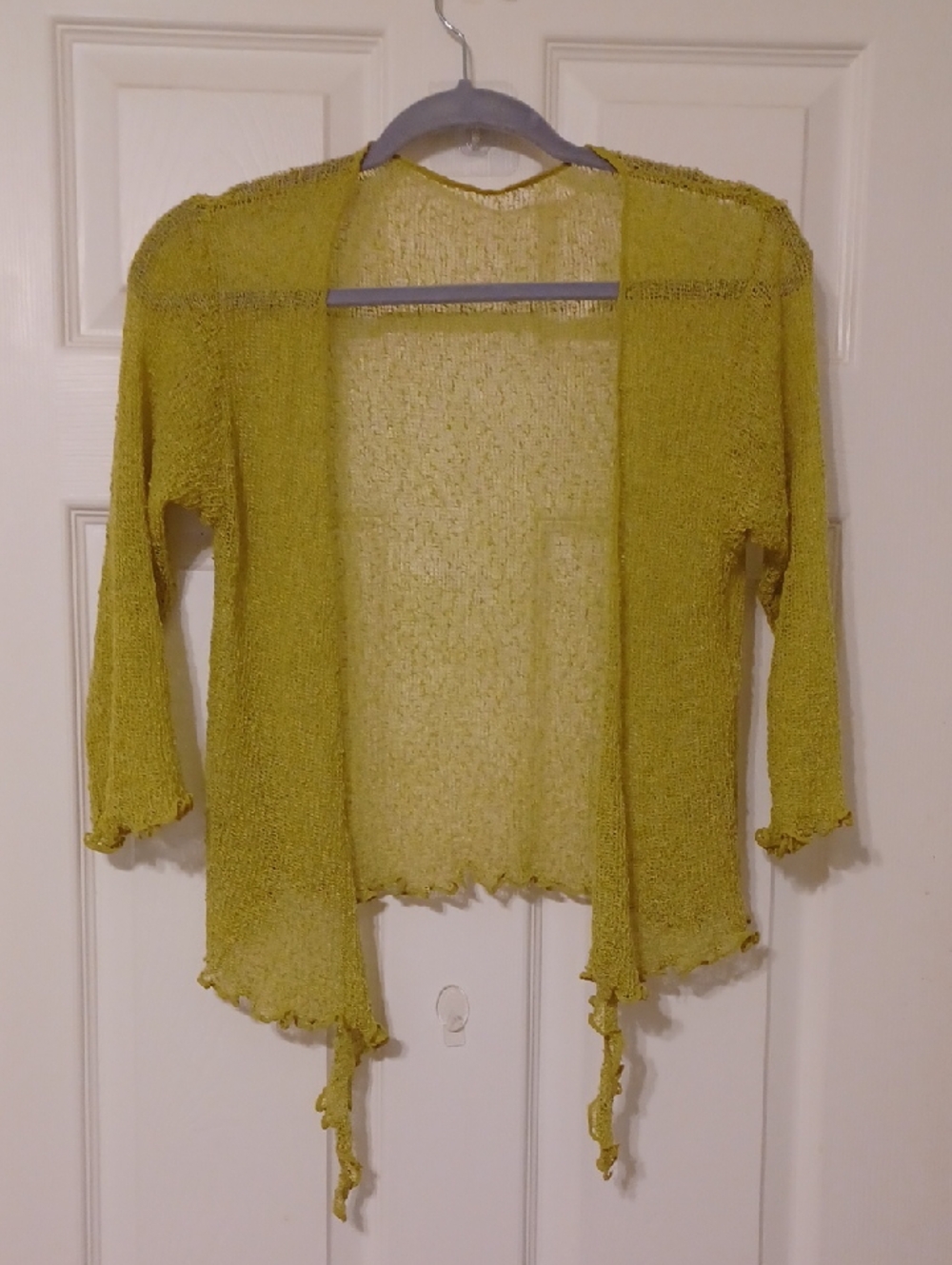 Lost River Sz S/M Open-Front, Gauzy Sweater Cardigan - Chartreuse